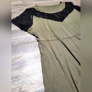 Army Green Lace Assymetrical Shirt